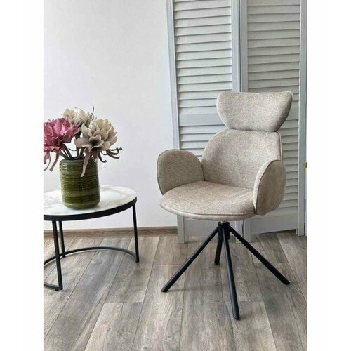 Стул VARDY 360 град. поворот. Бежевый, ткань/велюр / Черный