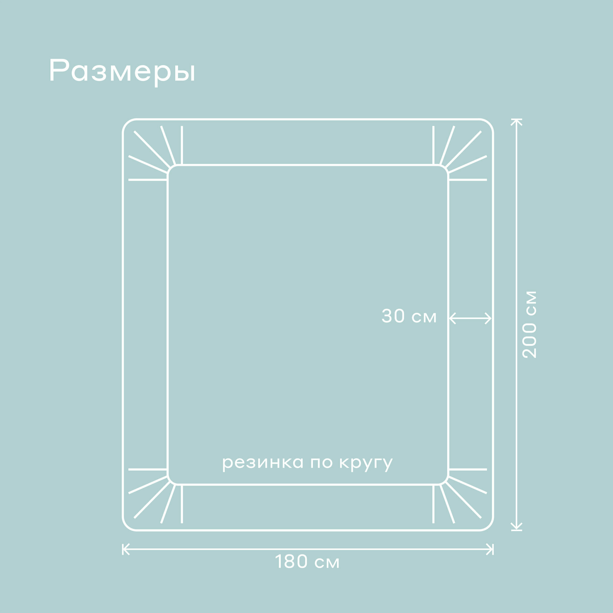Простыня на резинке 180*200 см Pragma Erneby, хлопок 100%, бирюзовый — фото 1