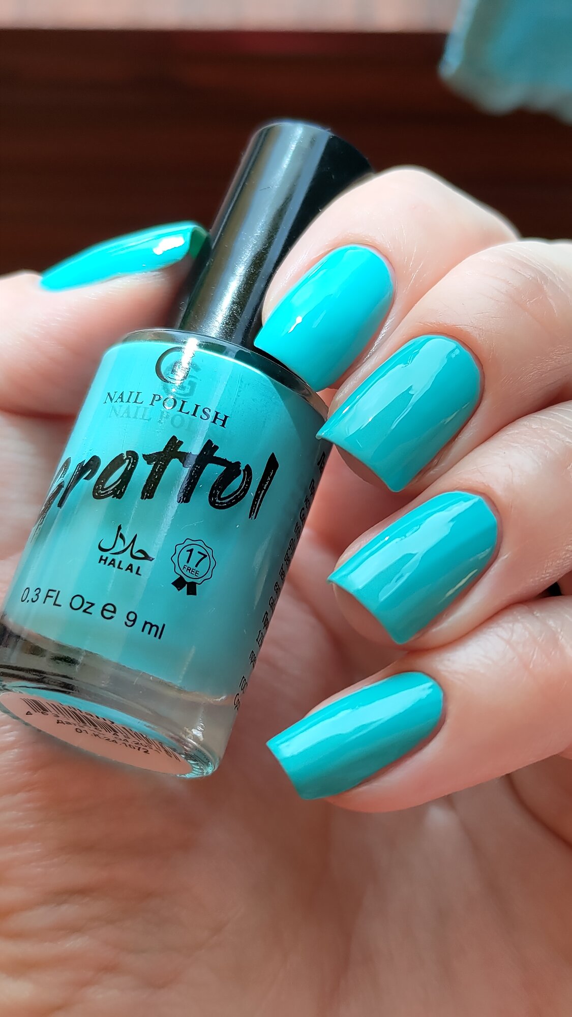 Grattol Color Nail Polish Tiffany - Лак для ногтей, мятно-голубой, без лампы, Халяль, 9 мл