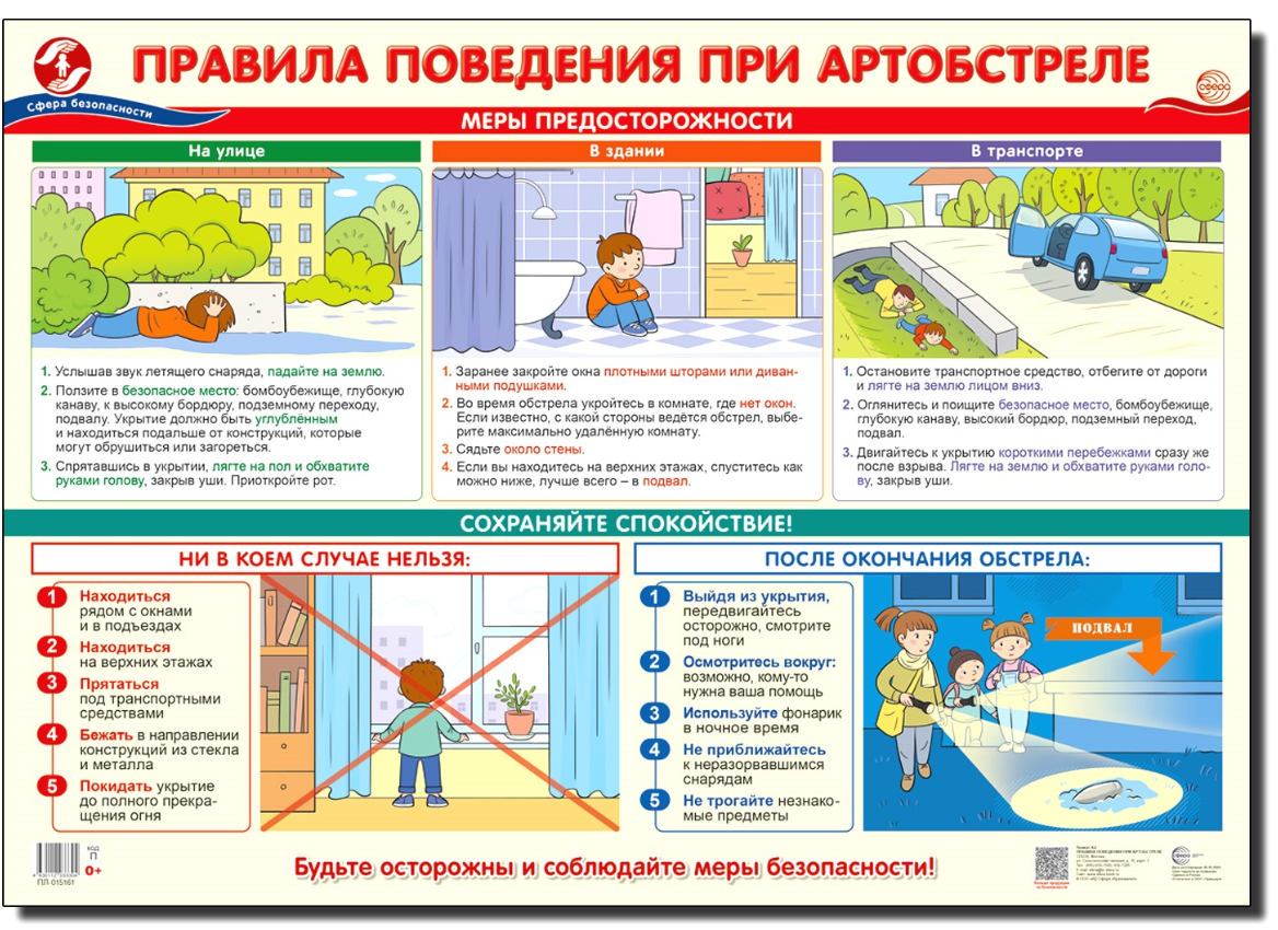 _Плакат(Сфера)_А2 Правила поведения при артобстреле (ПЛ-15161 )