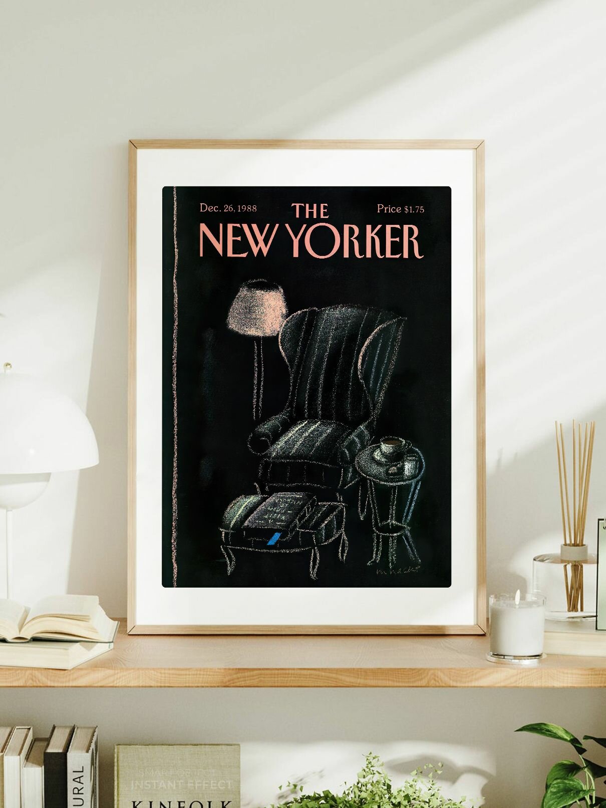 Постер Нью-Йоркер с обложкой "The New Yorker - Кофе и уют - 26 декабря 1988 года" Мэрле Нахт формата А3 (42 x 30 см) без рамы