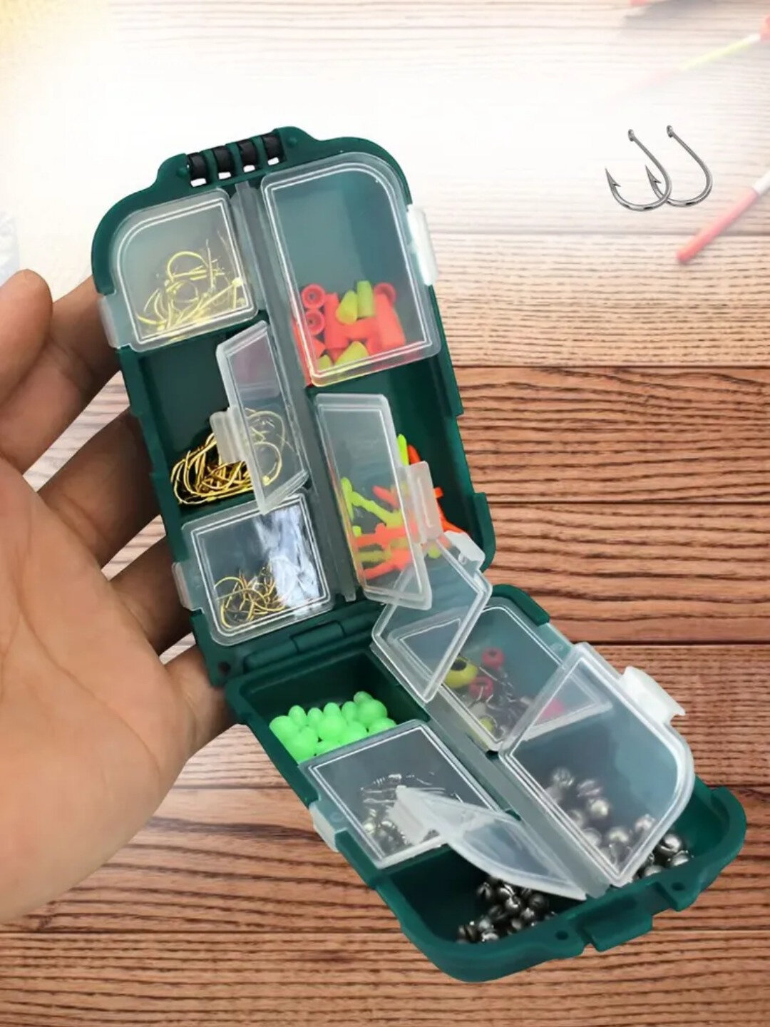 Коробка-органайзер "Флагман", для крючков и снастей, пластик, зеленый — фото 1