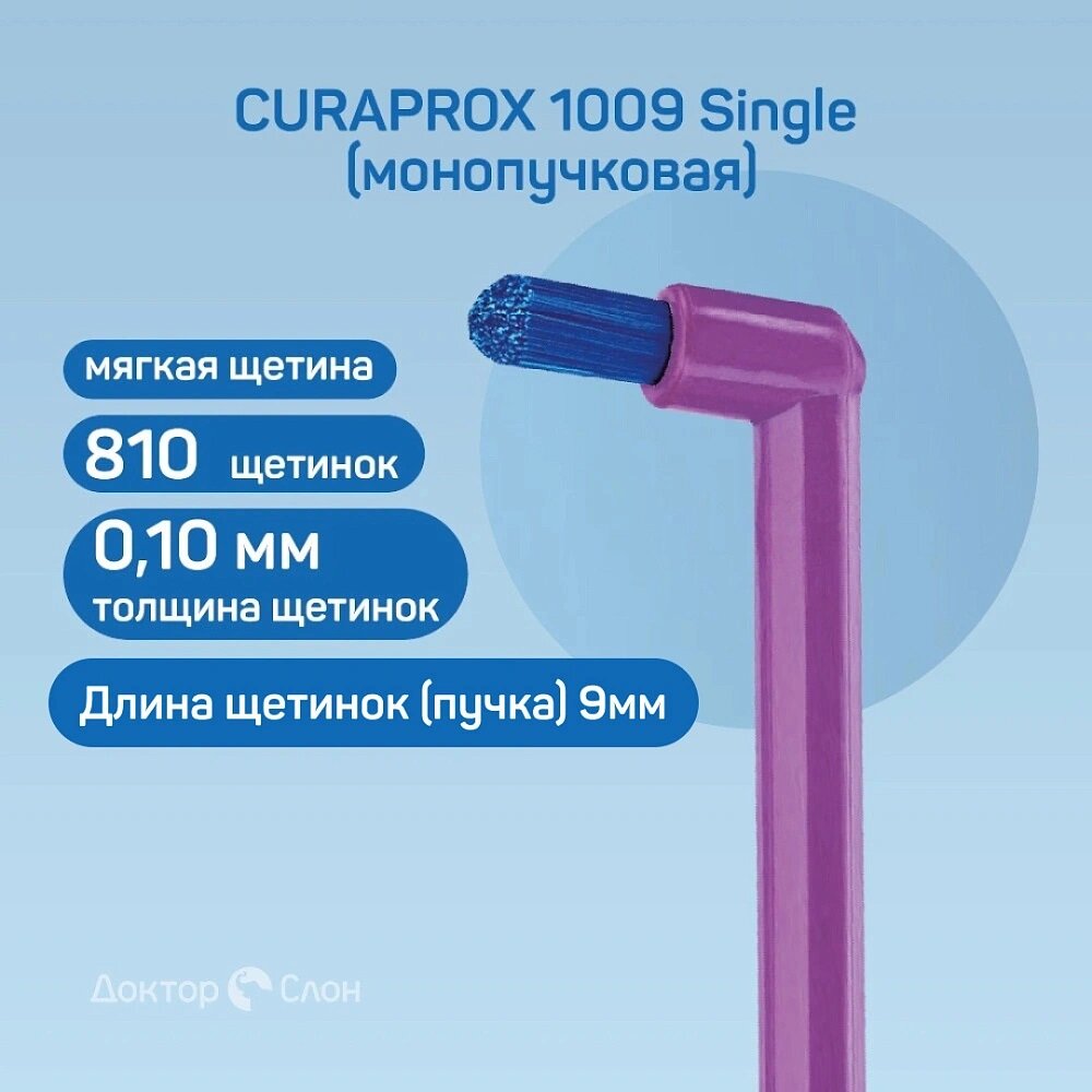 Монопучковая зубная щетка CURAPROX 1009 Single, для брекетов и имплантов, белая — фото 1