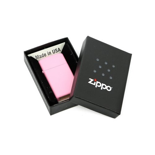 Zippo Slim, латунь с покрытием Pink Matte, розовая, матовая, 30х10x55 мм