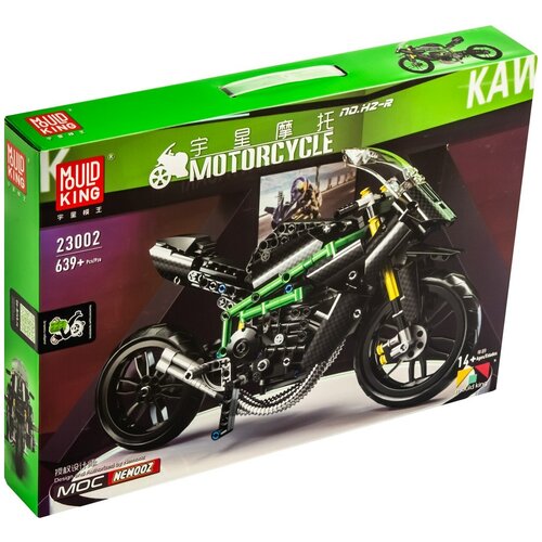 Конструктор Mould King 23002 Мотоцикл Kawasaki H2R из 639 деталей, серии Technic, Транспорт конструктор mould king 23002 мотоцикл kawasaki h2r 639 деталей развивающий конструктор для мальчиков подарок на новый год