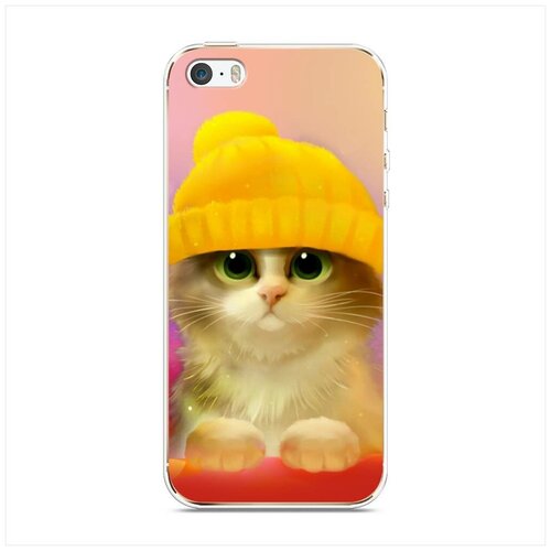 фото Силиконовый чехол "котенок в желтой шапке" на apple iphone 5/5s/se / айфон 5s case place