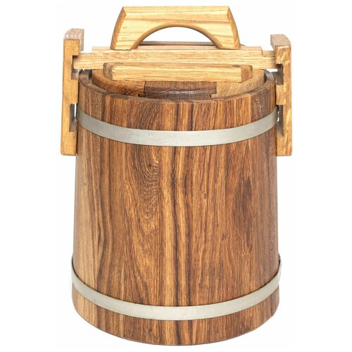 Кадка дубовая 15 литров с гнетом оцинкованный обруч