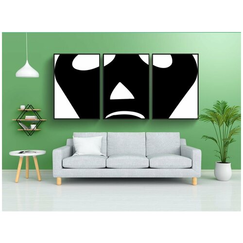 фото Набор модулных постеров для интерьера "маска, лицо, чернить" 60x90 см. в тубусе, без рамки lotsprints