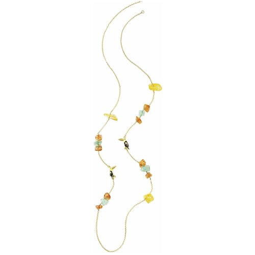 Колье Misis, серебро, 925 проба, золочение, стекло, эмаль, длина 90 см., золотой