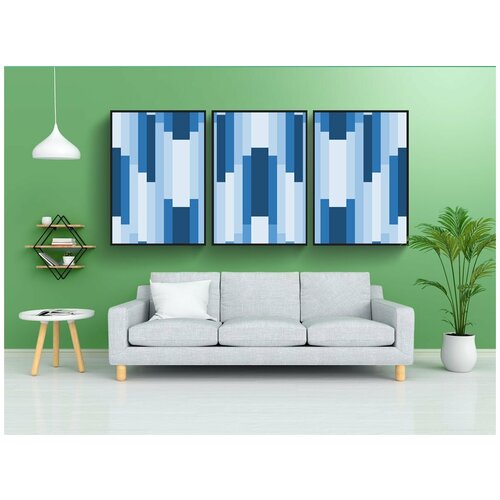 фото Набор модулных постеров для интерьера "синий, оттенки, оттенков" 60x90 см. в тубусе, без рамки lotsprints