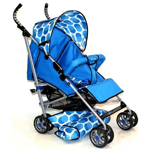 Коляска трость Stiony BUTTERFLY BLUE (голубой в кружок) с чехлом