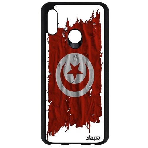 фото Яркий чехол для смартфона // huawei p smart 2019 // "флаг туниса на ткани" страна государственный, utaupia, белый