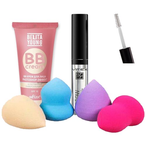ВВ крем для лица Belita Young и Гель фиксирующий для бровей BROW FIX &STYLE и спонж для макияжа Яйцо