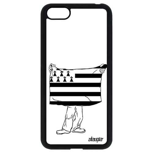 фото Защитный чехол на мобильный // huawei y5 2018 // "флаг бретани с руками" стиль патриот, utaupia, белый