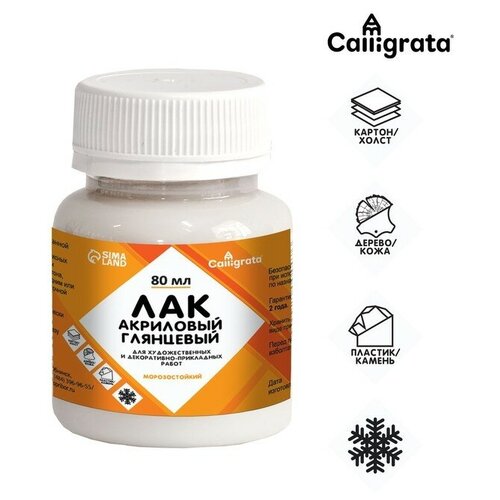 Лак акриловый глянцевый 80 мл Calligrata на водной основе морозостойкий 297₽