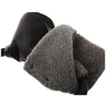 Муфта-варежки на коляску Pituso шерстяной мех (серый) + экокожа Чёрный - изображение