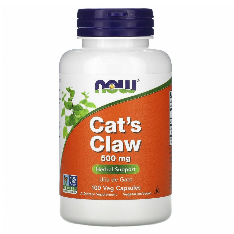 Капсулы NOW Cat's Claw, 110 г, 200 мл, 500 мг, 100 шт.