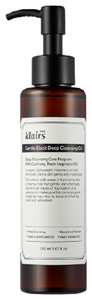 Klairs гидрофильное масло для снятия макияжа и умывания Gentle Black Deep Cleansing Oil, 150 мл