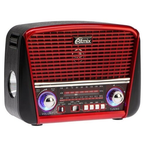 Радиоприемник Ritmix RPR-050 RED, функция MP3-плеера, фонарь, красный радиоприемник ritmix rpr 171 черный