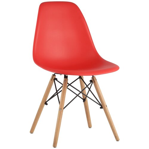 Стул Eames DSW красный, литой полипропилен, стальной каркас, массив бука
