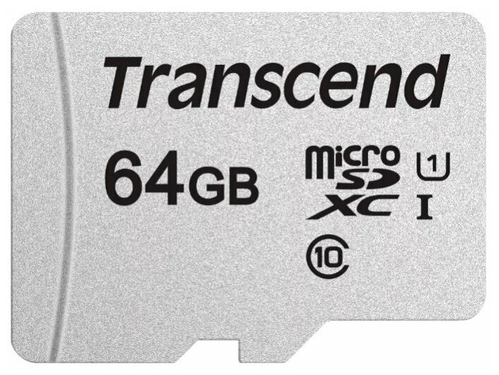 Флеш карта Micro SecureDigital 64Gb Transcend Class 10 TS64GUSD300S-A {MicroSDXC Class 10 UHS-I, SD adapter}