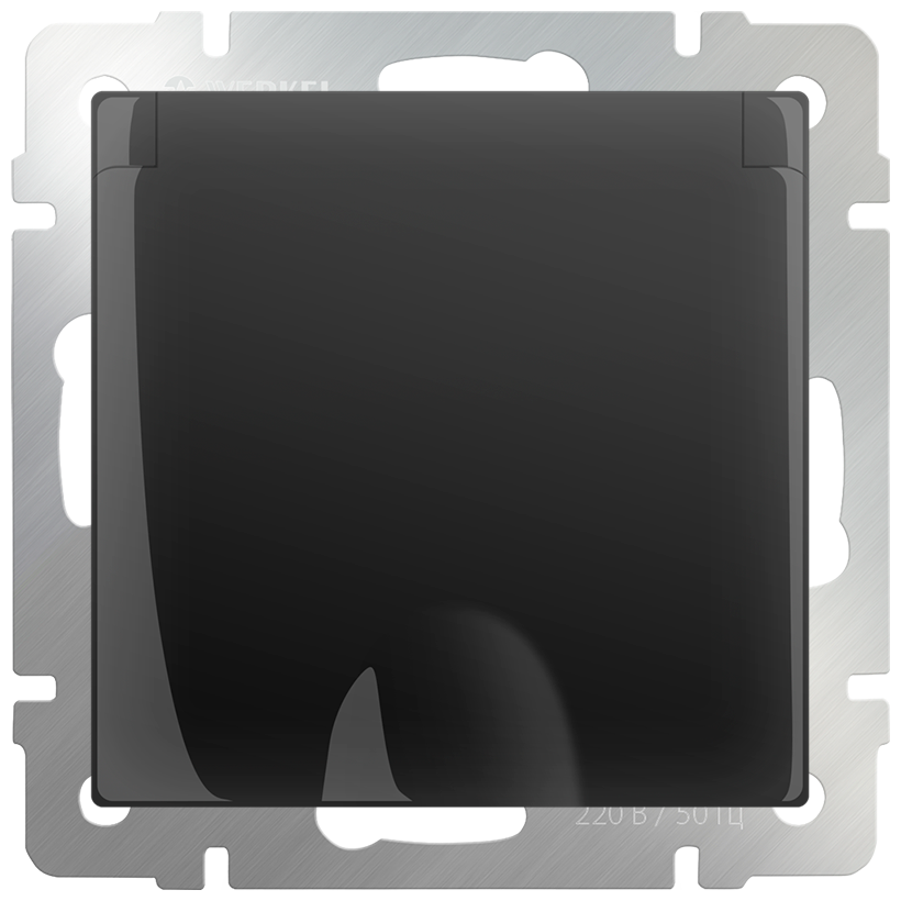Розетка Werkel Hammer влагозащищенная с заземлением с защитой крышкой и шторками (черный матовый) - фотография № 2