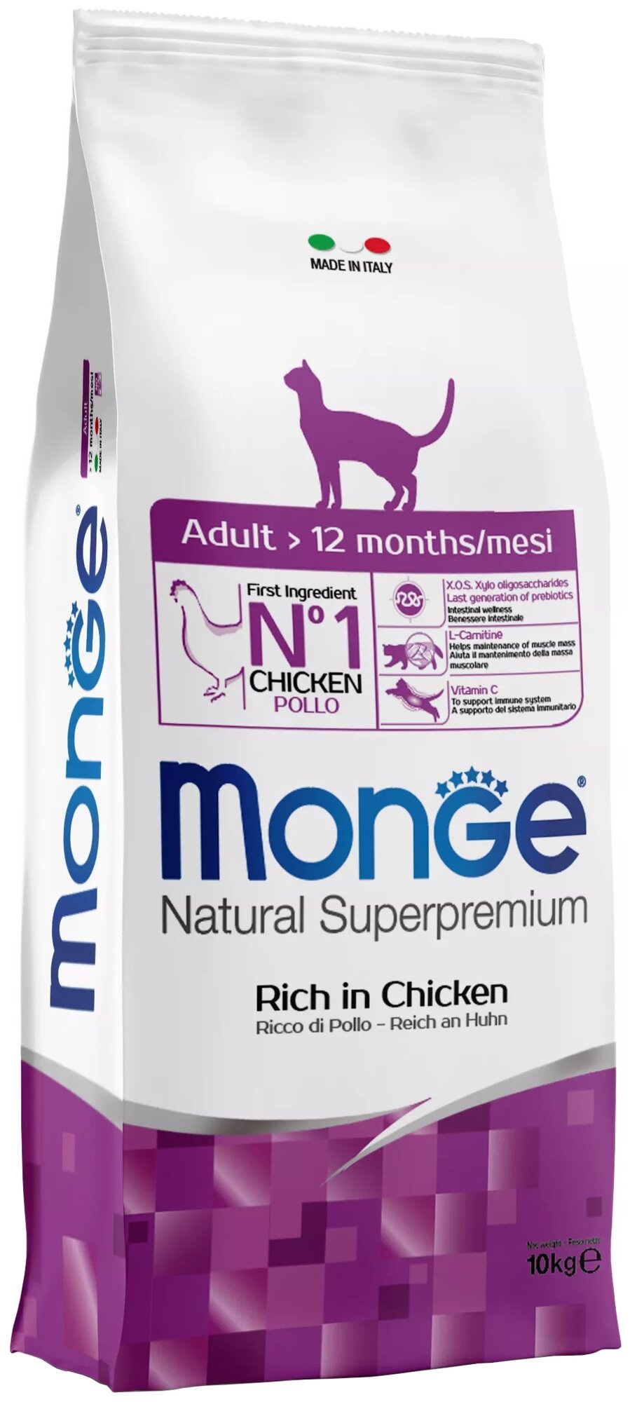 Сухой корм для кошек Monge Natural Superpremium, с курицей 10 кг