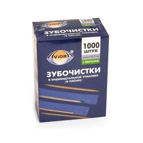 Зубочистки бамбук инд. ПП-упак С ментолом 1000шт. карт. уп AVIORA