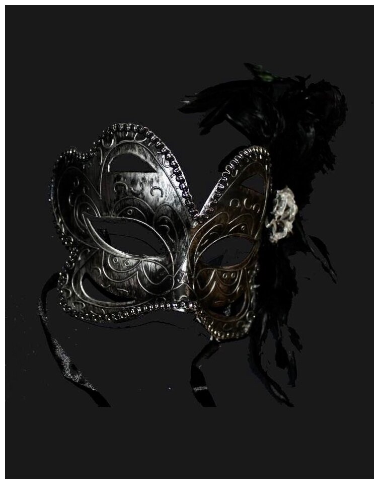 Карнавальная венецианская маска серебро 23см