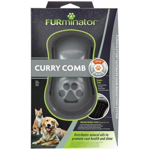 FURminator расческа резиновая Curry Comb зубцы 5 мм щетка расчёска furminator curry comb черный зеленый