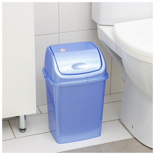 Контейнер для мусора «Камелия», 8 л, цвет голубой перламутр