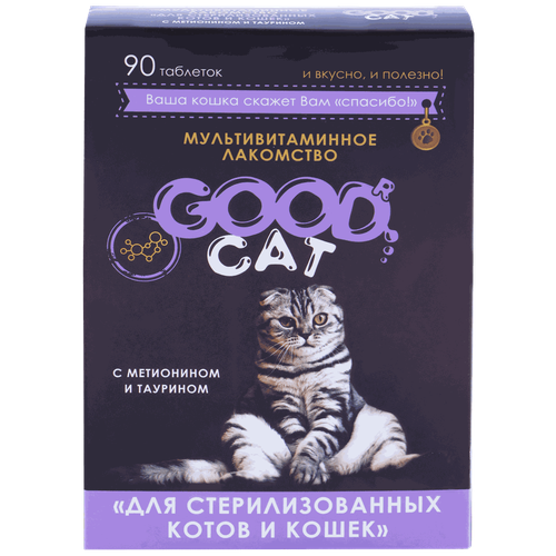 Лакомство для кошек GOOD Cat Мультивитаминное лакомcтво для стерилизованных котов и кошек, таб. 90 шт, 30 г