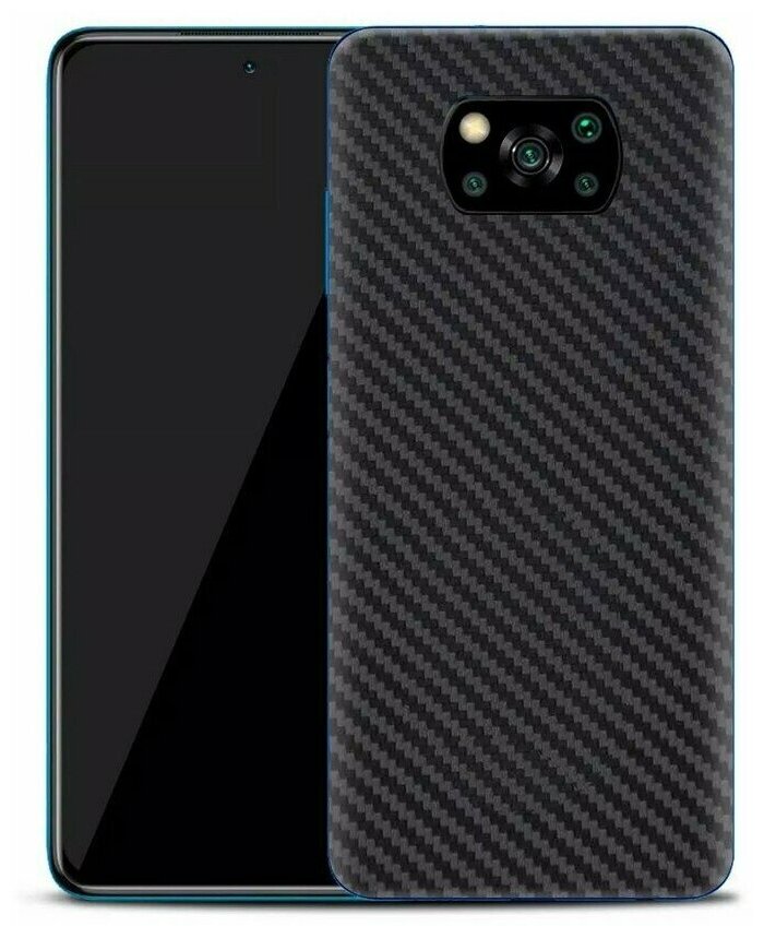 Силиконовая накладка карбон для Xiaomi Poco X3 черный