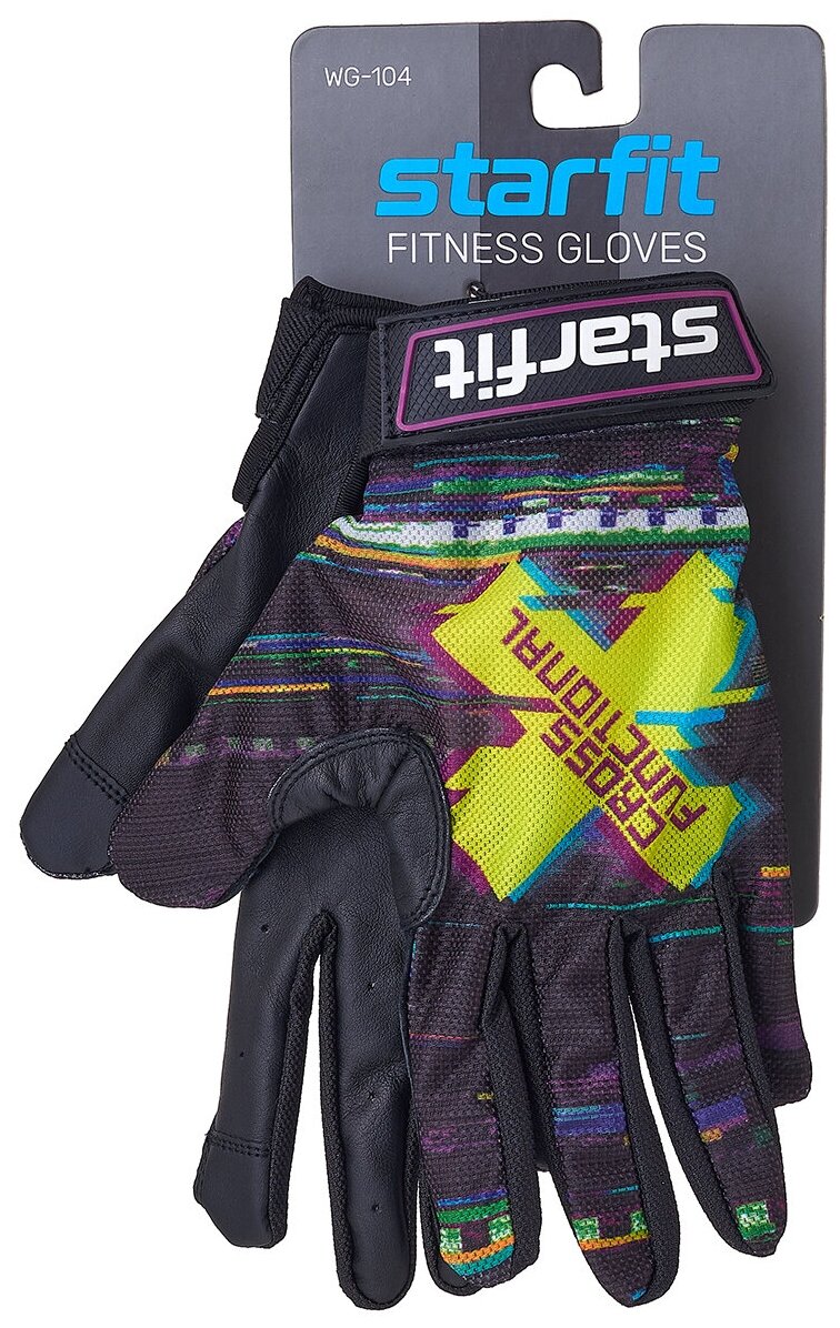 Перчатки для фитнеса Starfit WG-104, с пальцами, черный/мультицвет, S