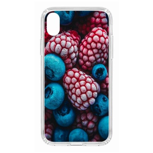 фото Чехол на iphone xr kruche print fresh berries/накладка/с рисунком/прозрачный/бампер/противоударный/ударопрочный/с защитой камеры кruче