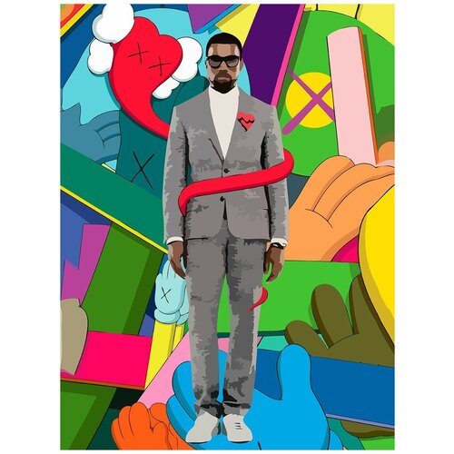 Картина по номерам на холсте музыка Канье Уэст (Kanye West) - 8648 В 30x40
