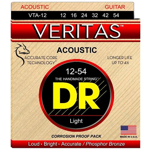 Струны для акустической гитары DR String VTA-12 VERITAS dr vta 10 струны для акустической гитары