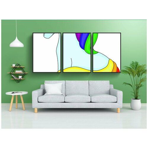 фото Набор модулных постеров для интерьера "единорог, радуга, милый" 60x90 см. в тубусе, без рамки lotsprints