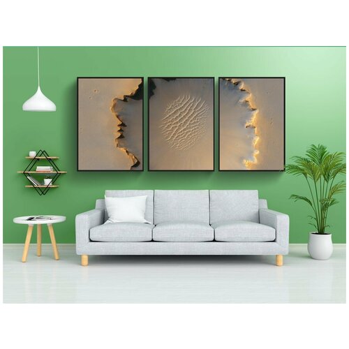 фото Набор модулных постеров для интерьера "планета, марс, кратер" 60x90 см. в тубусе, без рамки lotsprints