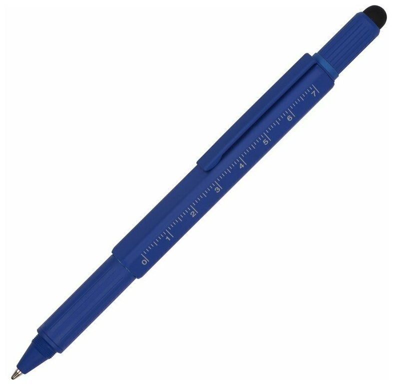 Ручка шариковая металлическая "Tool" сочетающая стилус отвертки линейку уровень цвет синий