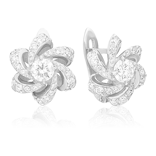 PLATINA jewelry Серьги из белого золота c бриллиантами 02-0837-00-101-1120-30