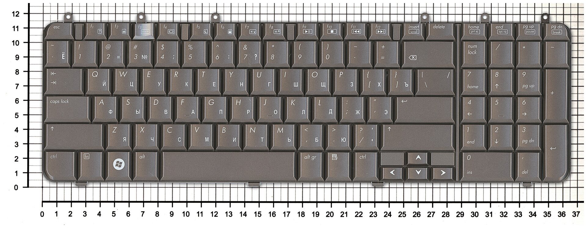 Клавиатура для ноутбука HP Pavilion dv7-1018eg цвета кофе
