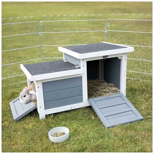 Уличный домик для кролика Trixie, размер 70х43х45см, бело-серый домик trixie для мелких животных 38x24 см