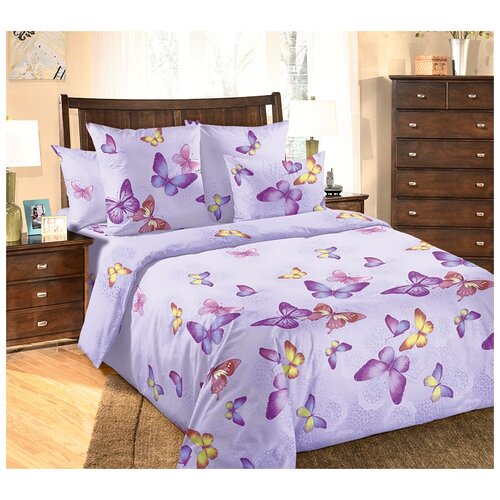 фото Постельное белье евростандарт текс-дизайн баттерфляй 3, бязь, 2 наволочки 70 х 70 см, фиолетовый