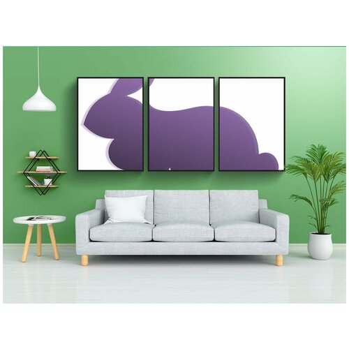 фото Набор модулных постеров для интерьера "кролик, силуэт, мультфильм" 60x90 см. в тубусе, без рамки lotsprints