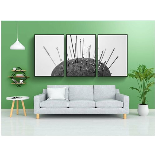 фото Набор модулных постеров для интерьера "шитье, иголки, подушечка для шитья" 60x90 см. в тубусе, без рамки lotsprints