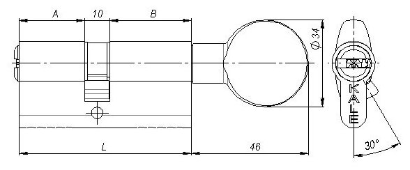 Цилиндровый механизм с вертушкой 164 SM/90 (40+10+40) mm никель 5 кл. - фотография № 4