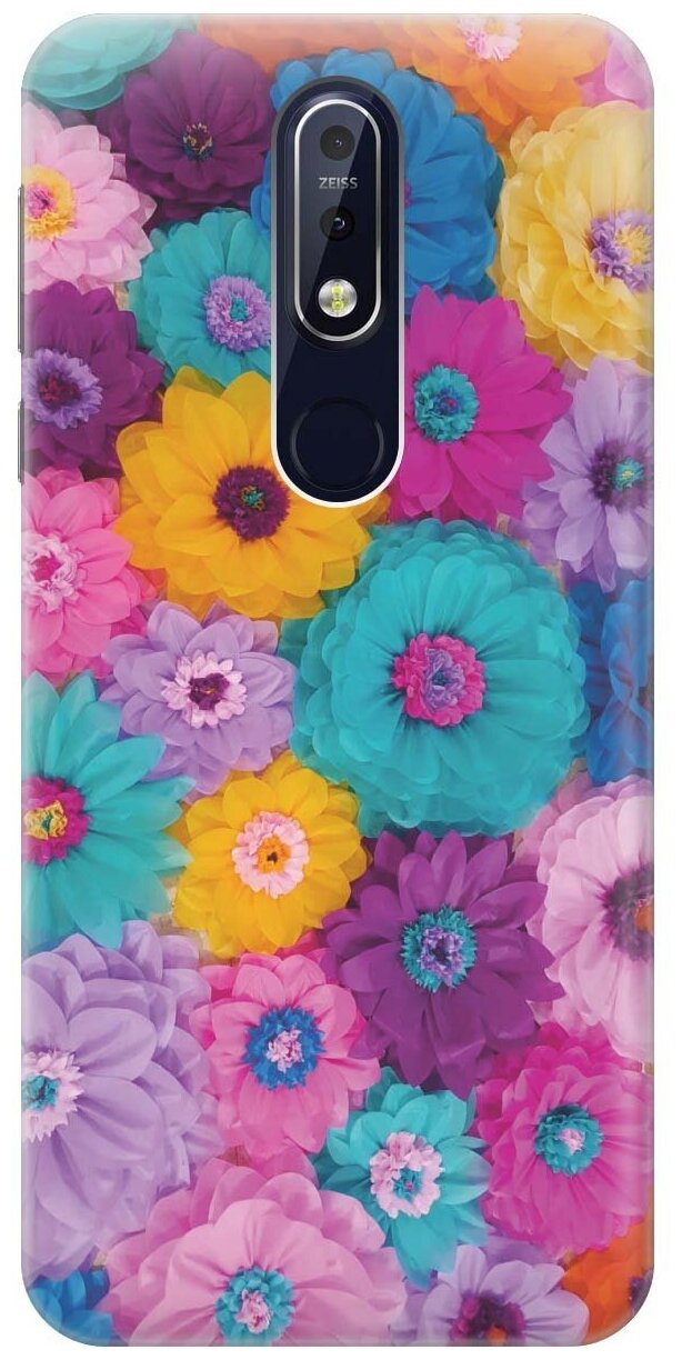 GOSSO Ультратонкий силиконовый чехол-накладка для Nokia 7.1 (2018) с принтом "Бумажные цветы"