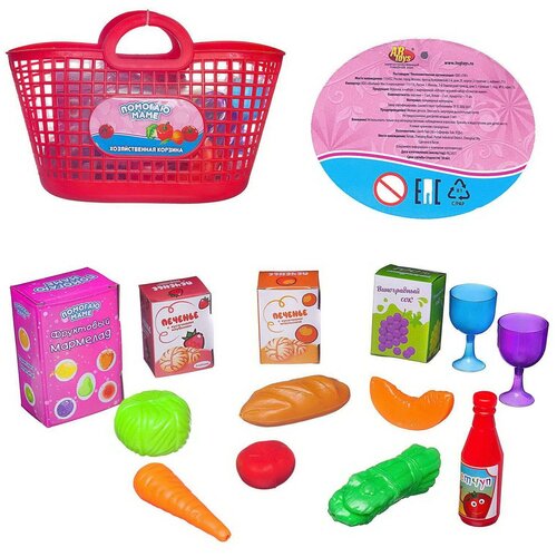 Игровой набор Abtoys Помогаю Маме Продукты в красной корзине 14 предметов игровой набор фруктикс 2 в корзинке