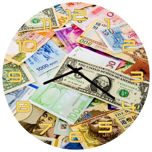 фото Svs настенные часы svs 3001911 купюры разных стран